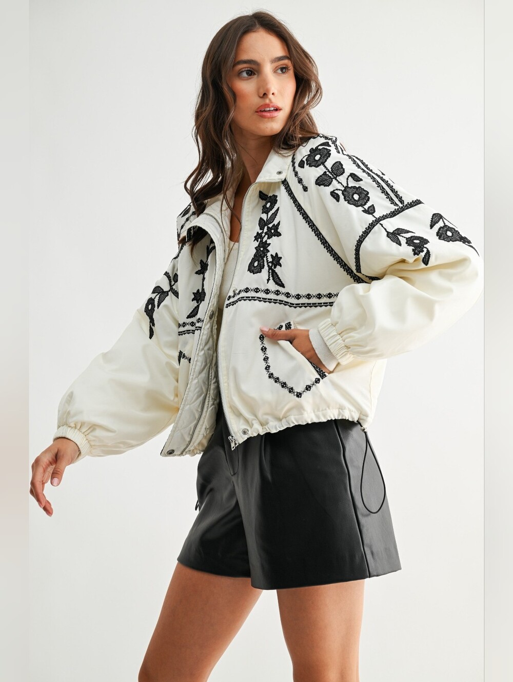 AS Revival Altar'd State Floral Embroidered Quilted Bomber Jacket NWT Small